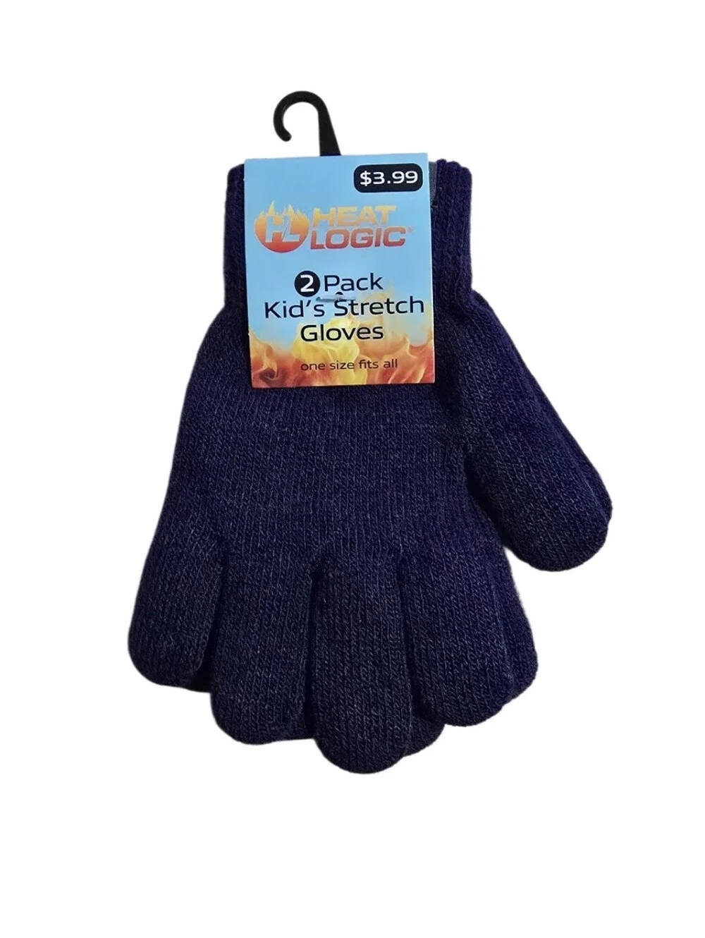 #hL01 Kids Winter Hat and Glove Set - Navy and Gray 2 Pairs.